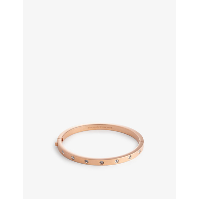 Shop Kate Spade New York Women's Rose Gold Set In Stone Rhodium-plated Metal And Glass Bracelet
