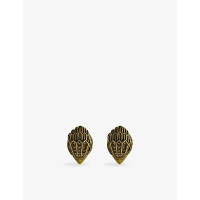Shop Kurt Geiger Eagle Silver-tone Brass Earrings In Gold
