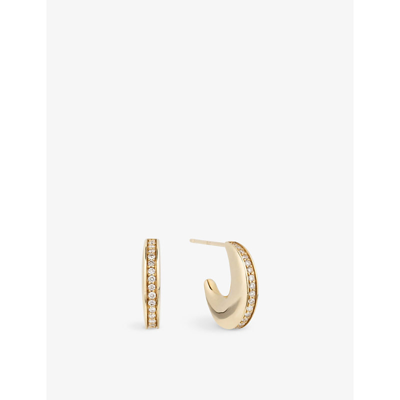 Shop By Pariah Gold Linings 9ct Yellow-gold And Diamond Huggie Earrings