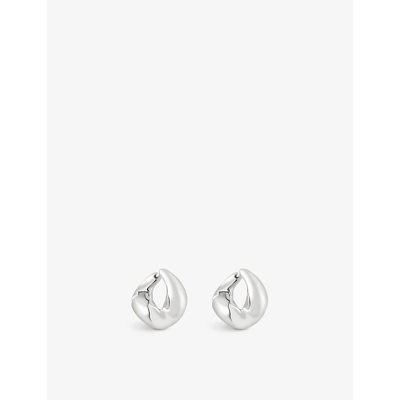 Shop Astrid & Miyu Women's Silver Molten Rhodium-plated Brass Hoop Earrings