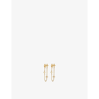 Shop Astley Clarke Celestial 18ct Yellow Gold-plated Vermeil Sterling Silver And Sapphire Chain Earrings In Yellow Gold Vermeil