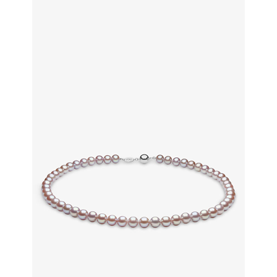 Shop Yoko London Classic 18ct White-gold And Pink Freshwater Pearl Necklace In White Gold