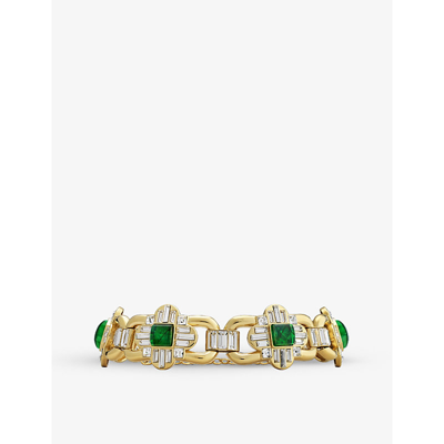 Shop Gucci Women's Yellow Gold 18ct Yellow Gold-plated Brass, Crystal And Cabochon Choker Necklace
