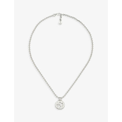 Shop Gucci Womens Silver Interlocking G Sterling-silver Pendant Necklace