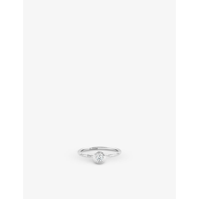 Shop De Beers Talisman 18ct White-gold And 0.08ct Brilliant-cut Diamond Ring In 18k White Gold