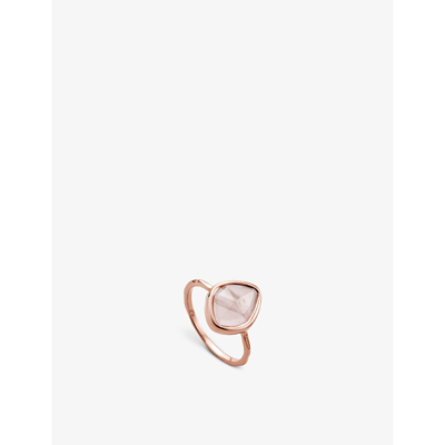Shop Monica Vinader Siren Recycled 18ct Rose Gold-plated Vermeil Sterling Silver And Rose Quartz Stacking Ring In Pink