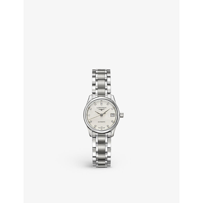Shop Longines Women's Cream L2.128.4.77.6 Master Collection Stainless Steel And Diamond Automatic Watch