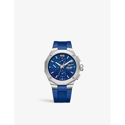 Shop Baume & Mercier Moa10623 Riviera Steel And Rubber Automatic Watch In Blue