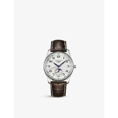 Shop Longines L29094781 Master Stainless-steel And Leather Automatic Watch In Stainless Steel