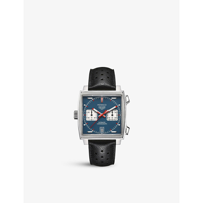 Shop Tag Heuer Men's Black/blue Caw211p.fc6356 Monaco Stainless-steel Automatic Watch