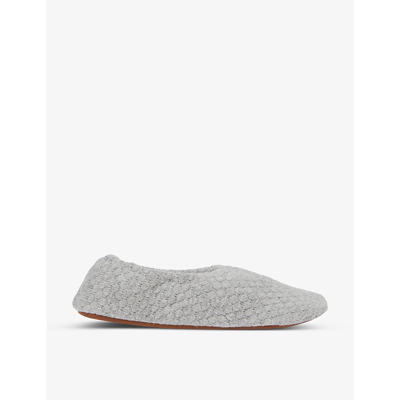 Shop Skin Square-toe Quilted Cotton And Cashmere-blend Slippers In Heather Grey