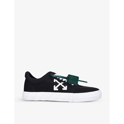 Shop Off-white C/o Virgil Abloh Mens Blk/white Vulcanized Brand-embossed Suede Low-top Trainers