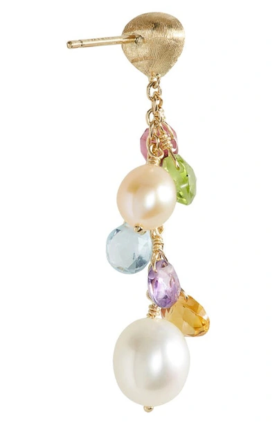 Marco Bicego 18k Yellow Gold Paradise Pearl Mixed Gemstone And Cultured Freshwater Pearl Drop Earrings In Yellow Gold