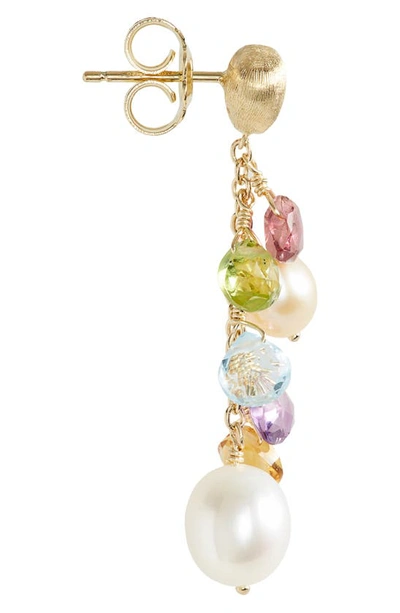 Marco Bicego 18k Yellow Gold Paradise Pearl Mixed Gemstone And Cultured Freshwater Pearl Drop Earrings In Yellow Gold