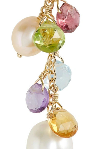 Marco Bicego 18k Yellow Gold Paradise Pearl Mixed Gemstone And Cultured Freshwater Pearl Drop Earrings In Yellow Gold