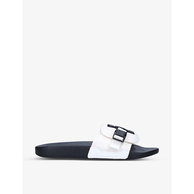 Shop Mcq By Alexander Mcqueen Infinity Buckle-detail Woven Sliders In White