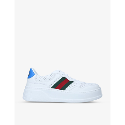 Shop Gucci Womens White/oth Chunky B Logo-embossed Leather Low-top Trainers 8