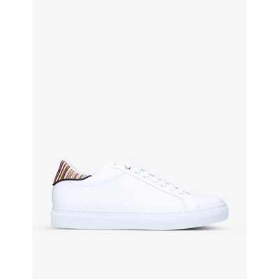 Shop Paul Smith Men's White/oth Beck Striped-trim Leather Low-top Trainers