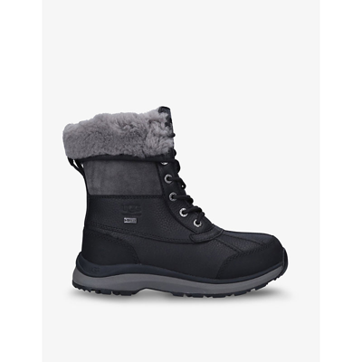 Shop Ugg Adirondeck Iii Leather And Wool-lined Boots In Black