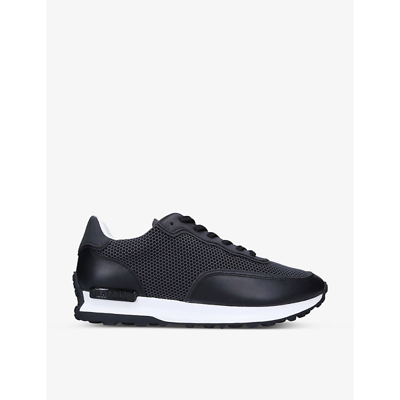 Shop Mallet Caledonian Panelled Leather And Mesh Trainers In Black