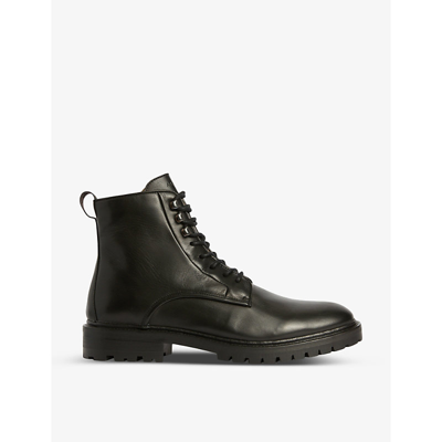 Shop Allsaints Men's Black Laker Leather Combat Boots