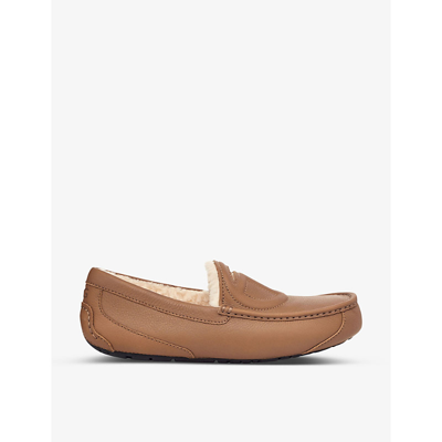 Shop Ugg X Telfar Logo-embroidered Leather Loafers In Tan