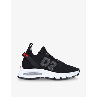 Shop Dsquared2 Run Ds2 Lace-up Woven Low-top Trainers In Blk/white