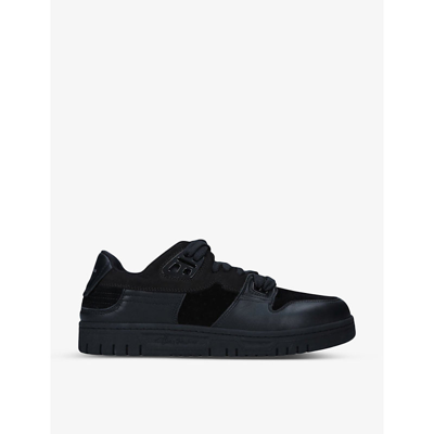 Shop Acne Studios Basketball-charm Leather And Suede Low-top Trainers In Black