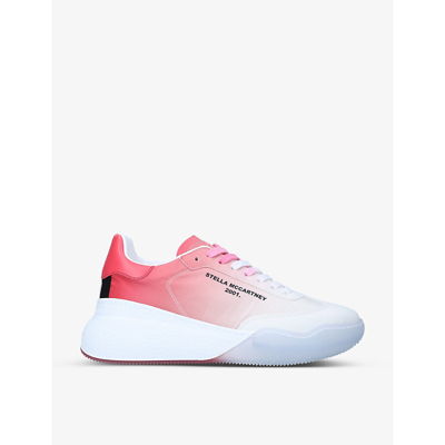 Shop Stella Mccartney Loop Logo-branded Woven Trainers In Pink Comb