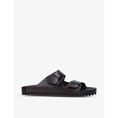 Shop Officine Creative Agora Two-strap Leather Sandals In Dark Brown