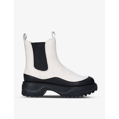 Shop Michael Michael Kors Dupree Platform Leather Chelsea Boots In Cream