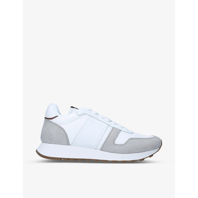 Shop Paul Smith Men's White/comb Eighties Leather And Suede Trainers