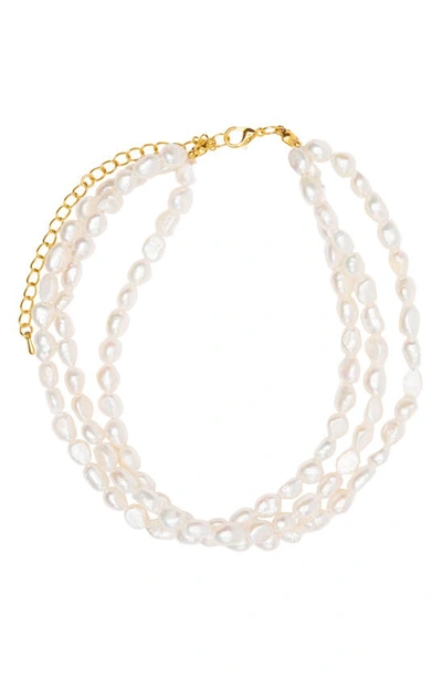 Shop Petit Moments Golden Hour Bloom Freshwater Pearl Choker Necklace In Freshwater Pearls