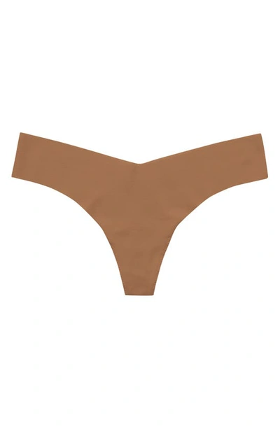 Shop Commando Solid Thong In Caramel