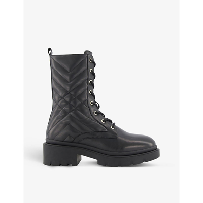 Shop Dune Women's Black-leather Paynter Quilted Leather Biker Boots
