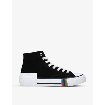 Shop Paul Smith Kelvin Rainbow-striped Canvas High-top Trainers In Blk/white