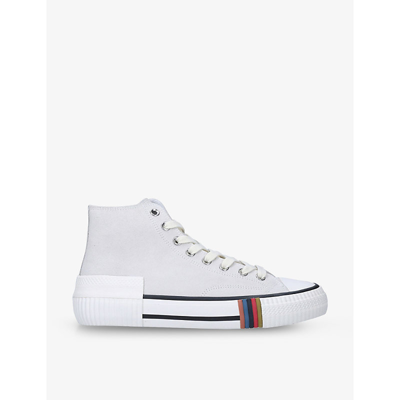 Shop Paul Smith Kelvin Leather High-top Trainers In White/comb