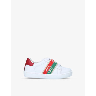 Shop Gucci New Ace Leather Trainers 3-5 Years In White