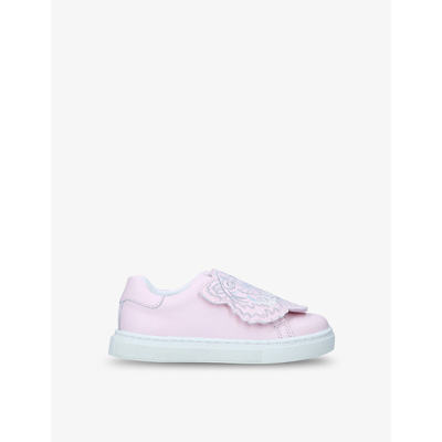 Shop Kenzo Girls Pale Pink Kids Icon Tiger Leather Trainers 6-9 Years