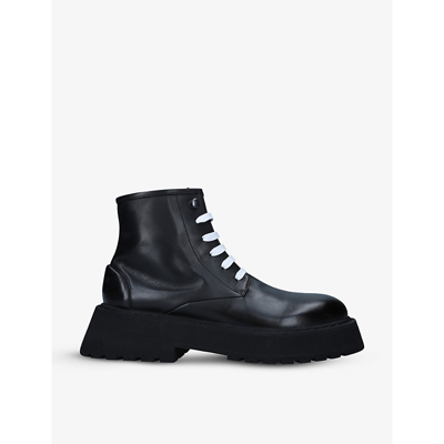 Shop Marsèll Micarro Lace-up Leather Ankle Boots In Black