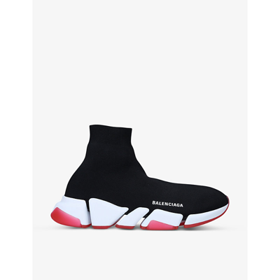 Balenciaga Men's Speed 2.0 Recycled Knit Sneaker In Blk/red | ModeSens