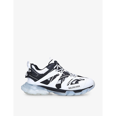 Shop Balenciaga Men's Track Clear Sole Logo-patch Panelled Mesh, Nylon And Woven Trainers In White/blk