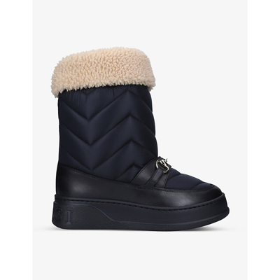 Gucci Womens Black Women's Horsebit-detail Matelassé Nylon Snow Boots |  ModeSens