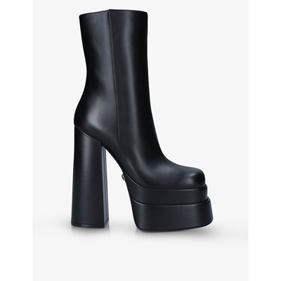 Shop Versace Womens Black Intrico 155 Platform Leather Boots