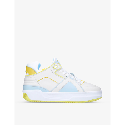 Shop Just Don Jd2 Logo-patch Leather Mid-top Trainers In Yellow