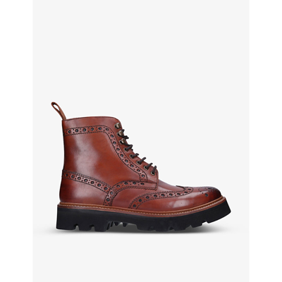Shop Grenson Fred Lace-up Leather Ankle Boots In Tan
