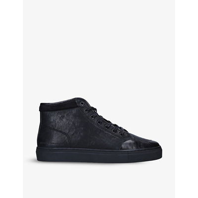Shop Belstaff Rally Lace-up Grained-leather High-top Trainers In Black