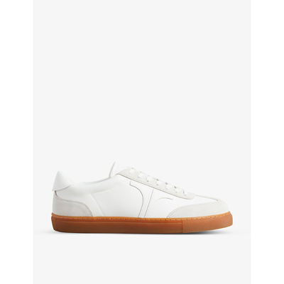 Shop Ted Baker Men's White Robbert Recycled Leather And Suede Low-top Trainers