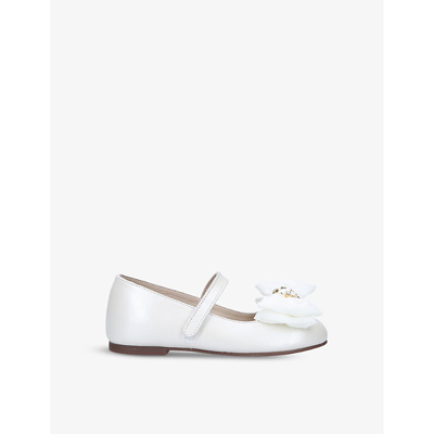 Shop Babywalker Bow Mary Jane Branded Leather Pumps 4 Years In White