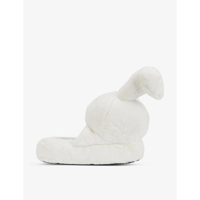 Shop Natasha Zinko Rabbit-motif Faux-fur Sliders In White